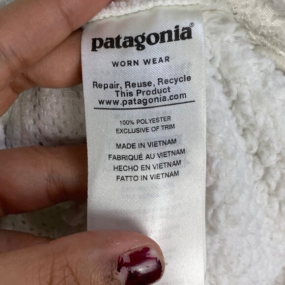 Patagonia Fleece Sherpa Teddy Pullover 1/4 Zip XLarge 14‎ Girls White - Picture 9 of 11
